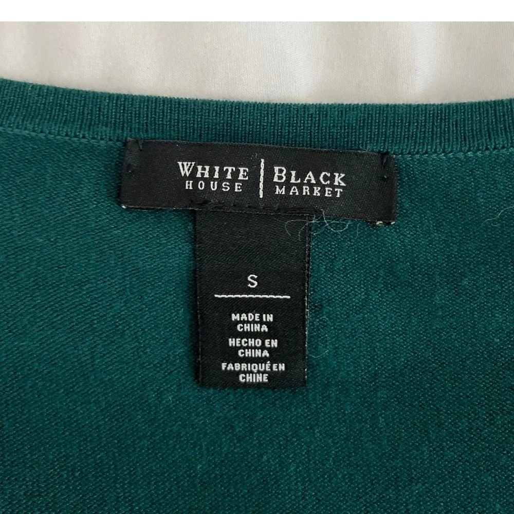 White House Black Market Green V Neck Long Sleeve Sweater Top‎ Size S